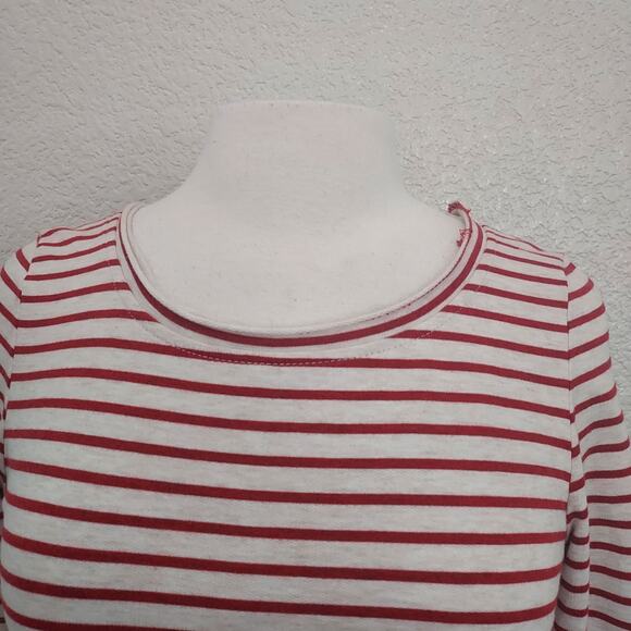 Deletta Red & White Striped Blouse with Bell Sleeves Size S - Picture 3 of 11